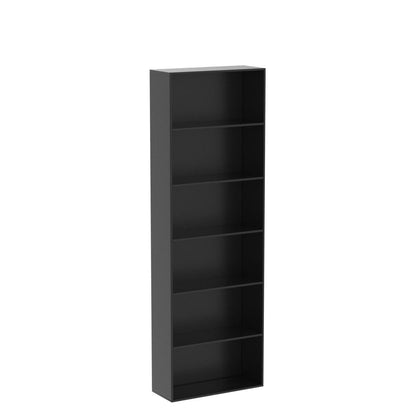 FOTOSOK 6-Tier Open Bookcase and Bookshelf, Freestanding Display Storage Shelves Tall Bookcase for Bedroom, Living Room and Office, Black