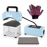 PlanetFlame Hat Press, Mini Hat Press Heat Machine for Caps Hats with 5.4" * 3.1" Curved Teflon Coated Heat Plate & Safety Base for Heat Transfer Vinyl, Sublimation and DIY Projects, Blue PlanetFlame