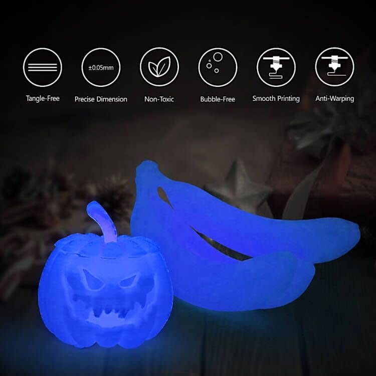 HELLO3D Glow in The Dark PLA Filament, Blue Purple Luminous Filament 1.75mm Strong Glow Effect 3D Printer Filament, 1kg Spool (2.2lbs), Dimensional Accuracy +/- 0.05 mm,Glow Blue Purple - WoodArtSupply