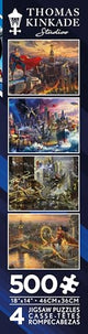 Ceaco - 4 in 1 Multipack - Thomas Kinkade - DC Comics - Justice League (4) 500 Piece Jigsaw Puzzles Ceaco