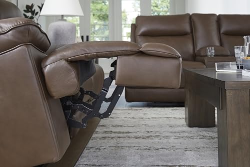 Signature Design by Ashley VonRyan Modern Zero Gravity Leather Match Power Recliner with Adjustable Headrest and USB Ports, Dark Brown Signature Design by Ashley
