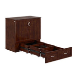 Pemberly Row Set of 2 Twin Extra Long Murphy Bed Chest & Side Table in Walnut Pemberly Row