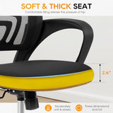 BestOffice | Ergonomic Office Chair | Mid-Back Swivel Desk Chair | Breathable Backrest & Lumbar Support | Adjustable Height | Sponge Seat | Rolling Wheels | Dark Black | for Adults & Women BestOffice