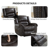 CANMOV Leather Recliner Chair, Classic and Traditional Manual Recliner Chair with Comfortable Arms and Back Single Sofa for Living Room, Dark Grey
