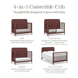 Namesake Brimsley Tambour 4-in-1 Convertible Crib in Crimson, GREENGUARD Gold Certified NAMESAKE