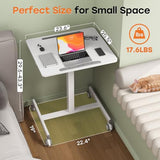 JOY worker Mobile Standing Desk, 23.6" x 20.5" Small Rolling Laptop Cart with 90° Tiltable Desktop, Portable Height Adjustable Sit-Stand Computer Desk on Wheels for Home Office, White JOY worker