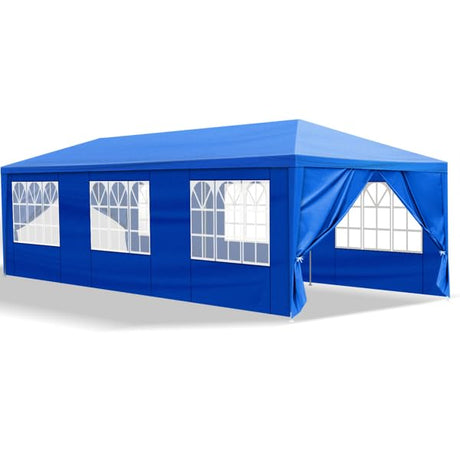 Generic 10/20/30ft Party Tent Wedding Patio Gazebo Outdoor Carport Canopy Shade with/Without Side Removable Walls, Party Wedding BBQ Events Tent (Blue,10x30ft) Generic