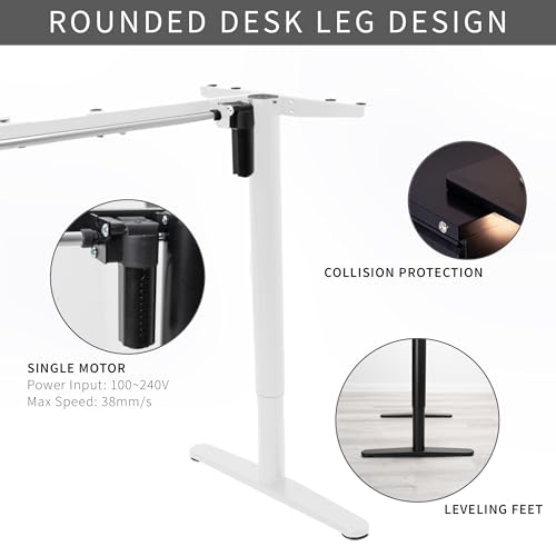 VIVO Electric Single Motor Standing Desk Frame for 41 to 74 in Table Tops, Memory Height Adjustment, Frame Only, White, DESK-E151EW VIVO