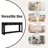 kinbor Long Sofa Table - Black 60 Inch Console Tables for Living Room, Hallway Table with 4 Drawers, Modern Wood Entryway Table with Storge Shelf kinbor