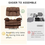 Euthymia Oversized Recliner Chair, Large Recliner Chair Chairs for Adults 400LBS, XL Biggest Manual Fabric Heavy Duty Recliner Chair, Extra Wide Recliners for Living Room, Brown