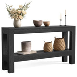 LITTLE TREE 63-Inch Black Console Table for Entryway, Narrow Long Wooden Entry Table for Living Room, Hallway, Sofa, Entrance, Foyer, Behind Couch with 2-Tier Storage Shelves LITTLE TREE