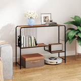Giantex 2-Tier Console Table, 35.5" Narrow Entryway Table w/Irregular Storage Shelves & Metal Frame, Adjustable Foot Pads, Industrial Long Sofa Side Table for Hallway, Living Room, Foyer, Bedroom Giantex