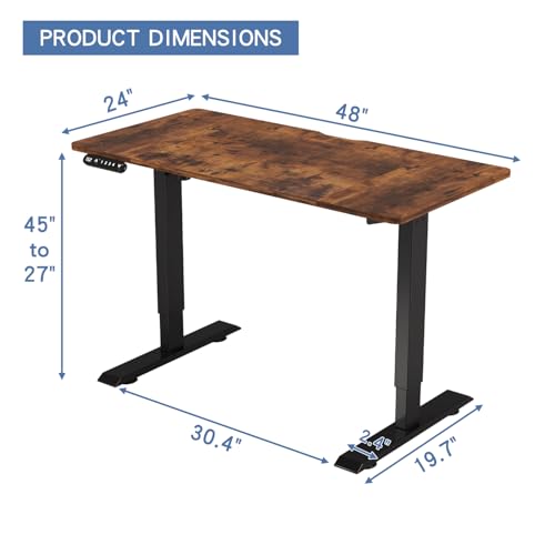 bilbil Height Adjustable Electric Standing Desk, 48 x 24 Inches Sit Stand up for Work Office Home, Ergonomic Rising Computer Table with Memory Preset with Splice Desktop (Rustic Brown) bilbil