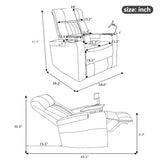 270° Power Swivel Recliner,Home Theater Seating with Hidden Arm Storage and LED Light Strip,Cup Holder,360° Swivel Tray Table,and Cell Phone Holder,Soft Living Room Chair Generic