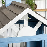 Outsunny Playhouse for Kids Outdoor, Country Style Wooden Playhouse with Flower Pot Holders, Working Door, Windows, Service Stations for 3-7 Years, Outsunny