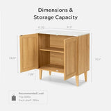 EYYTHUNG Storage Cabinet Sideboard Buffet Cabinet, Modern Accent Cabinet with Faux Marble Top & Adjustable Shelves, Wooden Credenza, Console Table Entryway Cabinet for Living Room, Oak EYYTHUNG