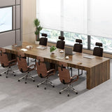 Gyfimoie 78.74" Executive Desk, Large Office Desk with 2 Drawer, Farmhouse Wooden Computer Desk Writing Table Conference Workstation Table for Office, Study, Dark Brown Gyfimoie