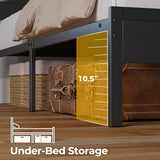 Rolanstar Bed Frame King Size with USB Charging Station, LED Bed Frame with Wood Storage Headboard, Black Metal Platform Bed with Under Bed Storage, No Box Spring Needed, Noise Free Rolanstar