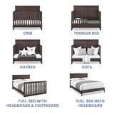 Simmons Kids Foundry 6-in-1 Convertible Baby Crib, Rustic Grey with Matte Black Delta Children