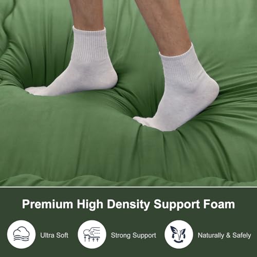 Auemtyn Japanese Floor Mattress, 4" Japanese Futon Mattress, Foldable & Portable Shiki Futon (shikibuton), Roll Up Thicken Sleeping Tatami Mat Sleeping Pad for Camping (Green, 54 x 80) Auemtyn