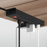 HHSOET Metal 16 Outlet Mountable Power Strip, Wall Mount Garage Workbench Socket, Gaming Table Surge Protector with 6 FT Power Cord.(Black) HHSOET