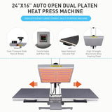 TLSols 24”x16” Commercial Heat Press Machine, Auto Open, for T-Shirts, Garments, Bags, Textile, Curtains, Digital Industrial Sublimation Printer for Sublimation, Vinyl, Heat Transfer Projects TLSols