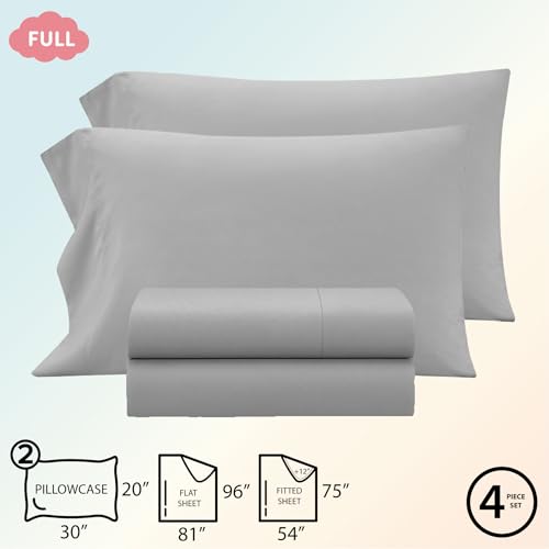 Heritage Kids 4-Piece Full Sheet Set,Grey,Includes Top Sheet, Fitted Sheet & 2 Pillowcases,Ultra-Soft Microfiber Kids Bed Sheet Set Heritage Kids