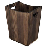 SEHERTIWY Wood Trash Can, Farmhouse Wastebasket Bin for Bathroom, Office, Bedroom, Living Room, Small Square Rustic Garbage Container (Wood-Brown) SEHERTIWY