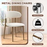 UVV Dining Chairs Set of 4, Metal Kitchen Chairs with Modern Fabric Upholstered for Dining Room, Beige UVV