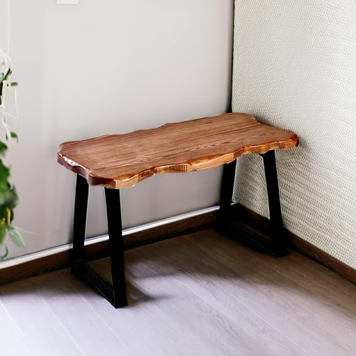 WELLAND Wood Entryway Bench with Metal Legs, Mid-Century Modern Bench for Living Room, Indoor, Porch, Farmhouse WELLAND