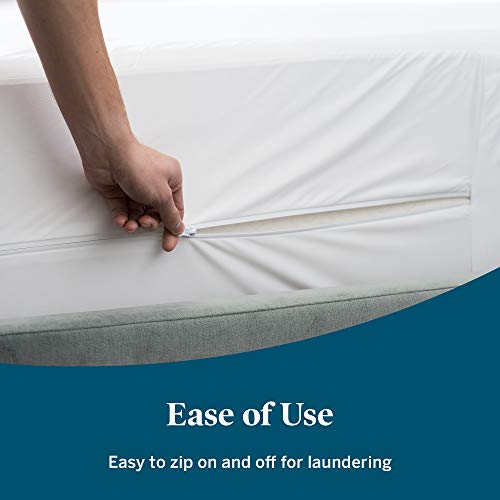 LUCID Zippered Mattress Encasement – Waterproof Twin Size Mattress Protector – Fits Mattresses 6 to 18 Inches with Secure Elastic – Shields All 6 Sides – Quiet cover – White LUCID