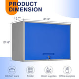 Yizosh Metal Storage Cabinet with Doors & Shelves - Wall Mounted, Floating - Blue Gray, 21.6" H - For Garage, Basement, Kitchen, Warehouse Yizosh