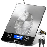 Atogou Food Scale - 33lb Digital Kitchen Scale Ounces Grams, Rechargeable & Full-View Display, Water-Resistant, Batteries or USB-C Charging, Stainless Steel, for Cooking, Meal Prep, Package (Black)
