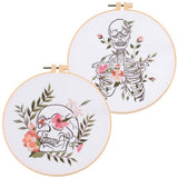 Yangshine 2 Sets Human Anatomy Embroidery Kit for Beginners,Flower with Skull Patterns Cross Stitch Kits,Including Embroidery Hoops, Fabric,Color Threads,Needles,Instructions and Tool Kit