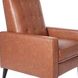 Flash Furniture Erza LeatherSoft Button Tufted Pushback Recliner, Mid-Century Modern Recliner Chair for Residential and Commercial Use, Cognac Brown Flash Furniture