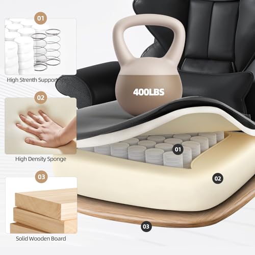 Mvpipi 7-Point Massage Office Chair,Heated Manageral Chair,Ergonomic Executive Chair with Footrest,Adjustable Armrest，Computer Chair for Offices, Study Areas, Gaming Spaces,Black Mvpipi