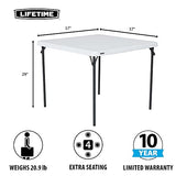 LIFETIME 80783 37-Inch Commercial Grade Square Folding Card Table, White Granite LIFETIME