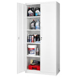 VEVOR Metal Storage Cabinet, Lockable Steel Garage Cabinet with Adjustable Shelves, 2 Magnetic Doors, 2 Keys, 5-Tiers Tool Storage Locker for Home, Office, School, Warehouse, Basement, Laundry, White VEVOR