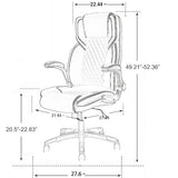 REFICCER Brown Leather Office Chair with Flip up Arms, High Back Ergonomic Executive Office Chairs with Wheels, 90-120° Rocking Office Desk Chair with Lumbar Support, Swivel Task Chairs REFICCER