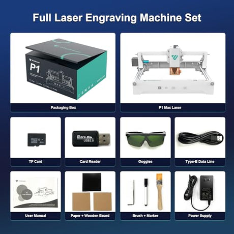WindDraumr P1 Max Laser Engraver, 10W Portable Laser Engraving Machine,200x150mm Offline Usage with 7000mm/min Fast Laser Cutter and Engraver Tool for Wood Leather Painted Metal Acrylic Glass WindDraumr