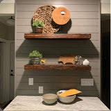 Modern Timber Craft Reclaimed Wood Fireplace Mantel Shelf | Solid Rustic American Barnwood with Floating Shelf Brackets | 2.75" Thickness | 42" L x 7" D, Oiled Modern Timber Craft