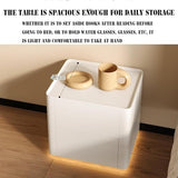 Bedside Table with Bottom Sensor Light, Smart Lighted Nightstand with Drawers for Bedroom Furniture(Grey) WoodArtSupply