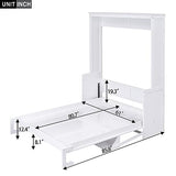 FAVSH Queen Size Murphy Bed with Shelf, Modern Solid Pine Wood Wall Bed, Space-Saving Hidden Bed,Fold-The-Way Bed for Bedroom,No Box Spring Needed,White FAVSH