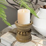 dwellington Farmhouse Rustic Wood Pillar Candle Holder for Pillar Candles, Decorative Beaded Candlestick Holder Stand for Home Décor, Gifts, Wedding (Natural) dwellington