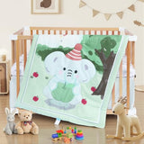Haleeone 3 Piece Baby Crib Bedding Set – Includes Soft Crib Fitted Sheet, Comforter and Skirt, Crib Nursery Bed Set Decor for Baby Boy and Girl - Elephant Haleeone