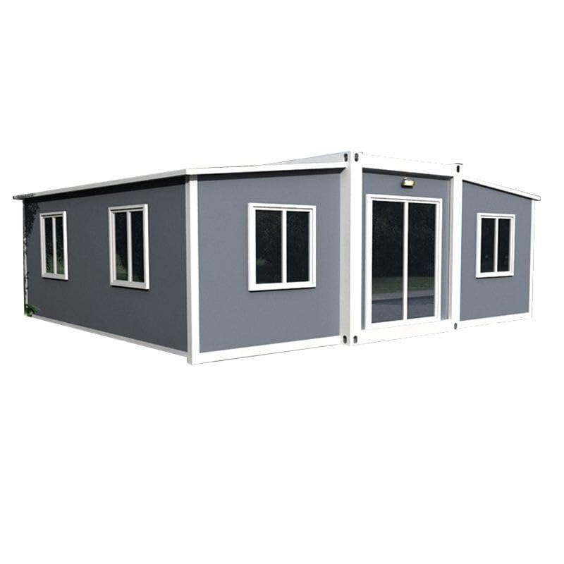 Generic WOAEN 2 Bedroom Foldable House to Live in with Bathroom Kitchen Wooden Flooring Outdoor Modern and Mobile Prefabricated Home - 20FT Container, Gray, DH2005032024