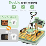 Seeutek 8 in 1 Heat Press Machine 15x15 Inch, Swing Away Digital Sublimation Heat Transfer Press with 20oz & 30oz Tumbler Attachments for T-Shirts, Mugs, Hats & Plates, Green Seeutek