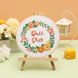 Louise Maelys Funny Embroidery Kits for Beginners,Cross Stitch Kit with Adults,DIY Arts Craft with Flower Wreath Pattern,Including Cloth,Hoop,Instructions and Threads