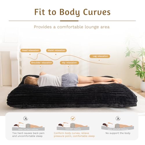 YOSHOOT 6 Inches Futon Mattress Full Size, Thick Futons Sofa Bed Couch, Floor Mattress for Adults, Shredded Foam Filling(Frame Not Included), Medium Firm YOSHOOT