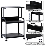 Arbuxzuy Printer Stand with Storage Shelf,3 Tier Printer Cart with Wheels,Mobile Printer Table for Home Office,Stands for Printer Heat Press Scanner Fax,Industrial Style (Black) Arbuxzuy